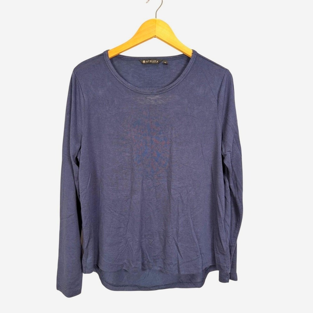 Athleta‎ Long Sleeve Open Back Tunic Top Blue L TALL
